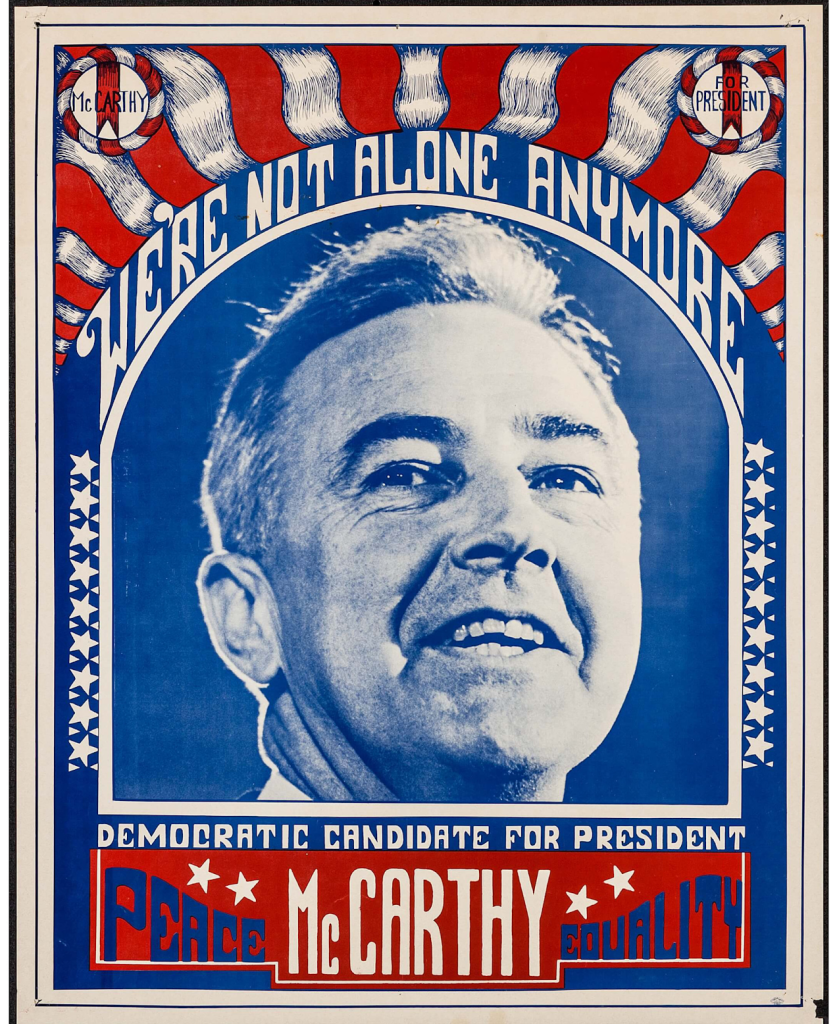 Eugene McCarthy for President poster in the 1968 campaign
