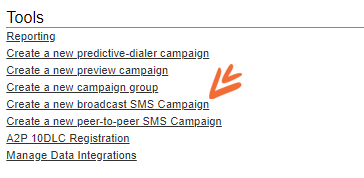 HubDialer broadcast SMS selection screen